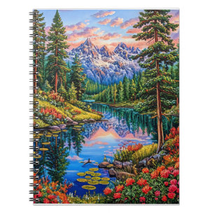 Vibrant Mountain Landscape with Reflection Notebook