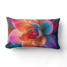 Vibrant Multi-Colored Flower Design Throw Pillow