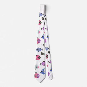 Vibrant Multi-colour Playful Fish Ocean Pattern Tie