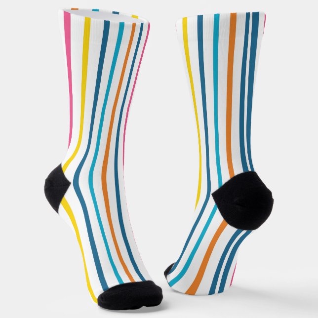 Vibrant Multi-Colour Vertical Striped Socks (Angled)