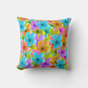 Vibrant Multi Coloured Blossoms, Cushion