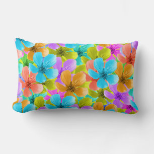 Vibrant Multi Coloured Blossoms, Lumbar Cushion