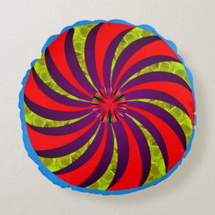 Vibrant Multicolor Abstract Round Throw Pillow