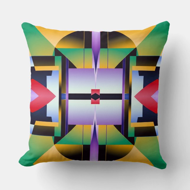 Vibrant multicolor all over fabric print pattern  cushion (Front)