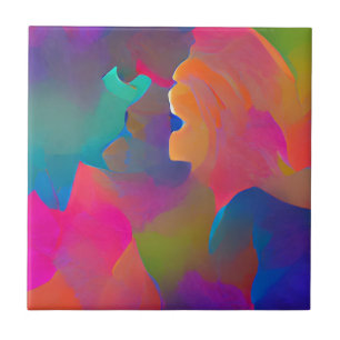 Vibrant multicolor beautiful purple yellow fuchsia tile