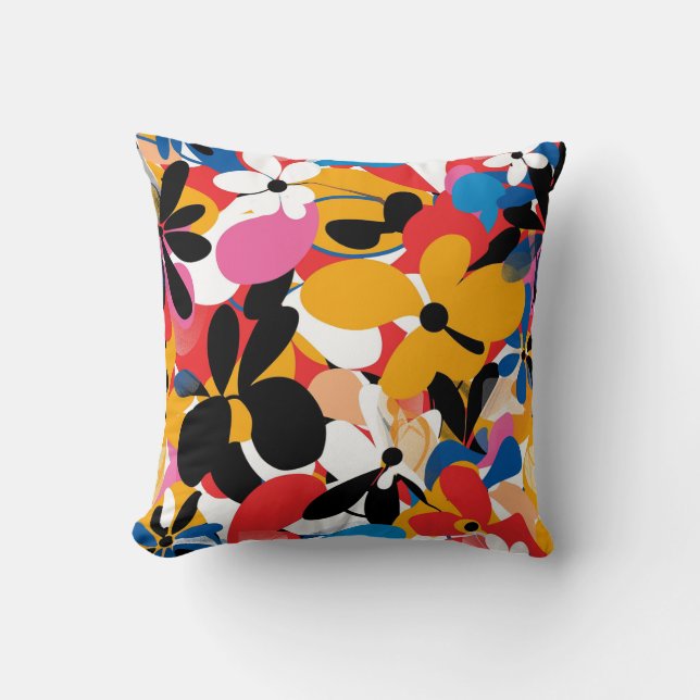 Vibrant Multicolor Floral Modern Home Deco Cushion (Front)