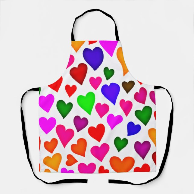 Vibrant Multicolor Heart Pattern Apron (Front)