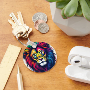 Vibrant Multicolor Lion Key Ring
