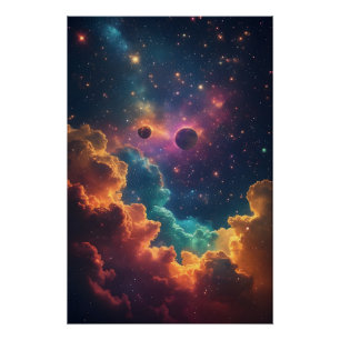 Vibrant Multicolor Nebula Galaxy Poster