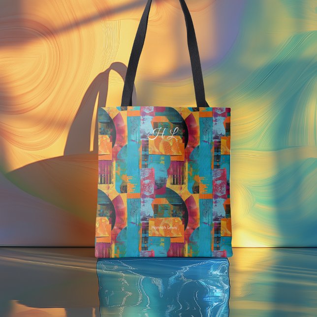 Vibrant Multicolor Personalised Tote Bag with Init (Creator Uploaded)