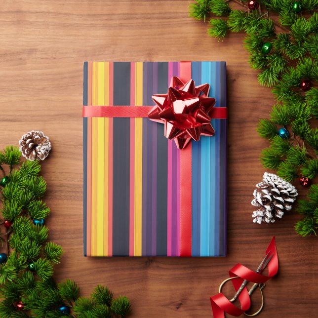 Vibrant Multicolor Stripe Modern Abstract Pattern Wrapping Paper (Holiday Gift)