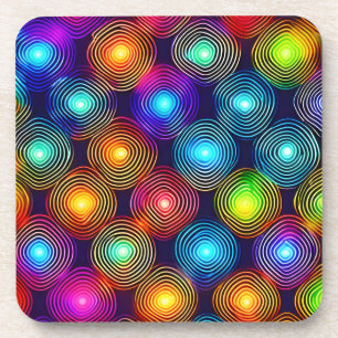 Vibrant Multicolored Abstract Spiral Art Coaster