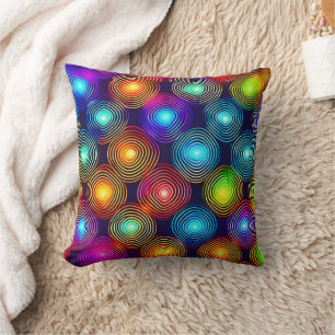 Vibrant Multicolored Abstract Spiral Art Cushion