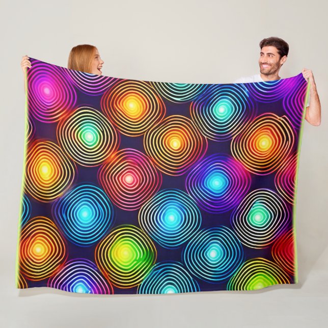 Vibrant Multicolored Abstract Spiral Art Fleece Blanket (In Situ)