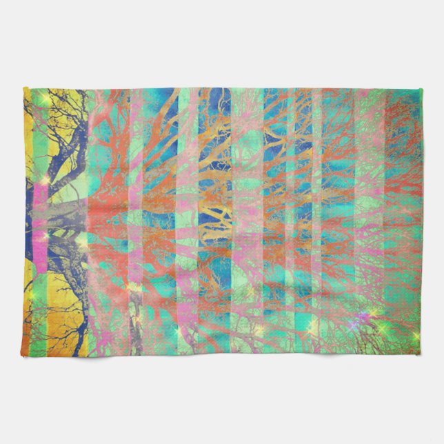 Vibrant Multicolored Turquoise Green Kitchen Towel (Horizontal)