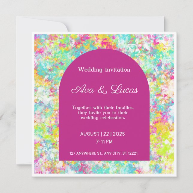 Vibrant Multicolored Wedding Invitation  (Front)