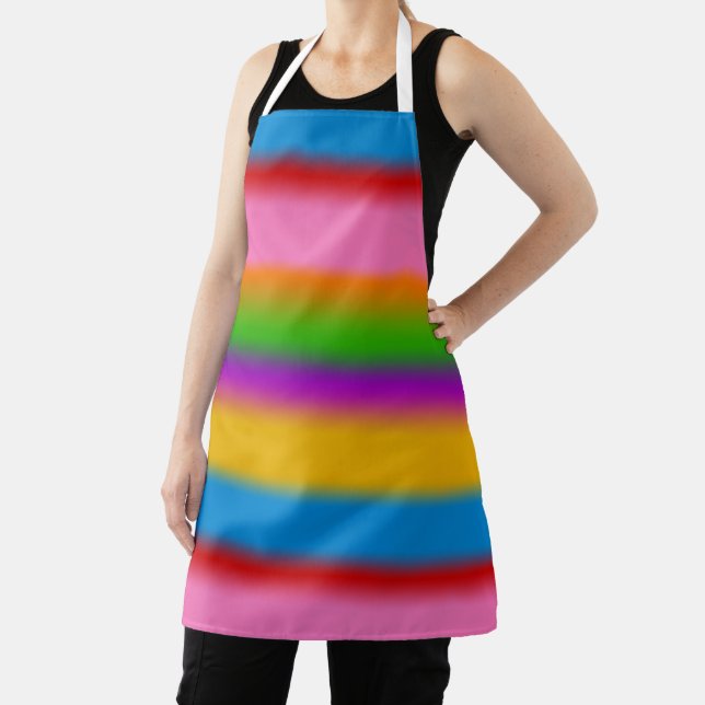Vibrant Multicolour Rainbow Gradient Stripes  Apron (Insitu)