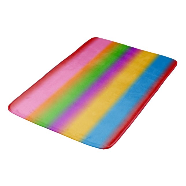Vibrant Multicolour Rainbow Gradient Stripes  Bath Mat (Angled)