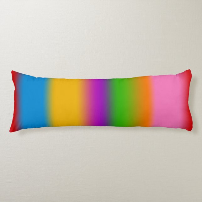 Vibrant Multicolour Rainbow Gradient Stripes  Body Cushion (Front)