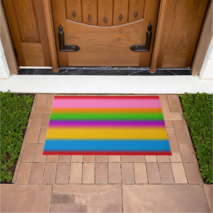 Vibrant Multicolour Rainbow Gradient Stripes Doormat