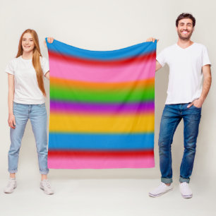 Vibrant Multicolour Rainbow Gradient Stripes Fleece Blanket