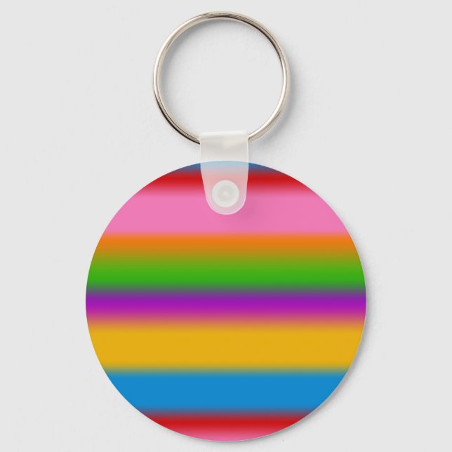 Vibrant Multicolour Rainbow Gradient Stripes  Key Ring (Front)