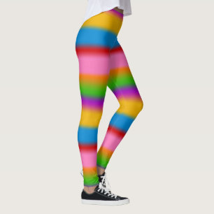 Vibrant Multicolour Rainbow Gradient Stripes Leggings