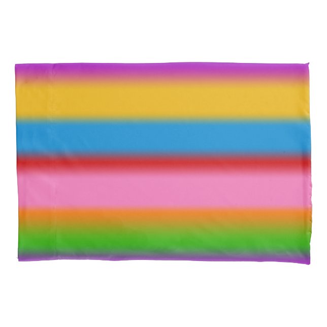 Vibrant Multicolour Rainbow Gradient Stripes  Pillowcase (Front)