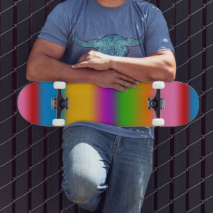 Vibrant Multicolour Rainbow Gradient Stripes Skateboard