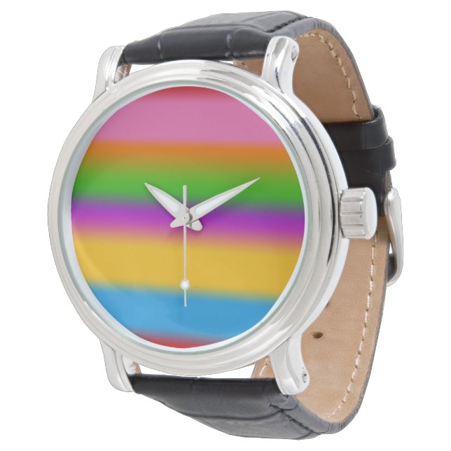 Vibrant Multicolour Rainbow Gradient Stripes  Watch (Angled)