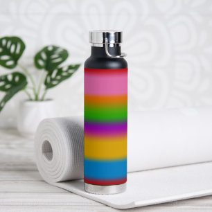 Vibrant Multicolour Rainbow Gradient Stripes Water Bottle