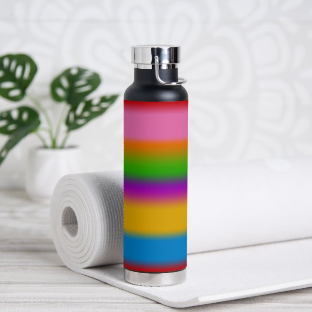 Vibrant Multicolour Rainbow Gradient Stripes  Water Bottle (Yoga)