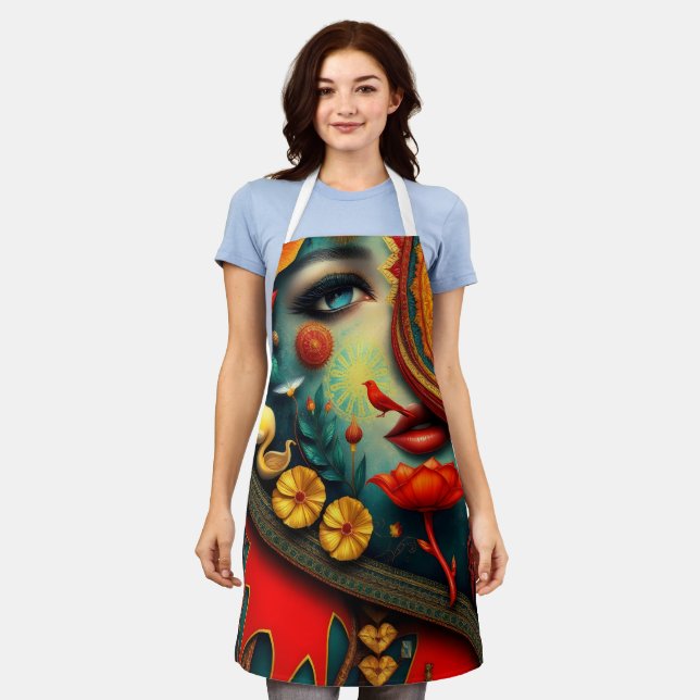 vibrant murals interwoven with intricate abstract  apron (Worn)