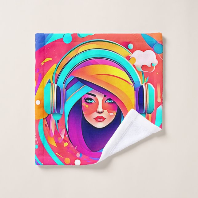 Vibrant Music Flow Bath Towel Set (Wash Cloth)