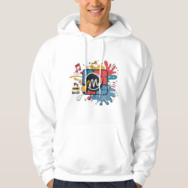 Vibrant Music Logo Design - "M" My Music World Hoodie (Front)