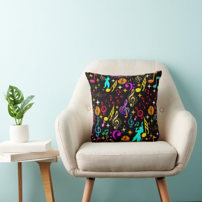 Vibrant musical notes patterns cushion (Chair)