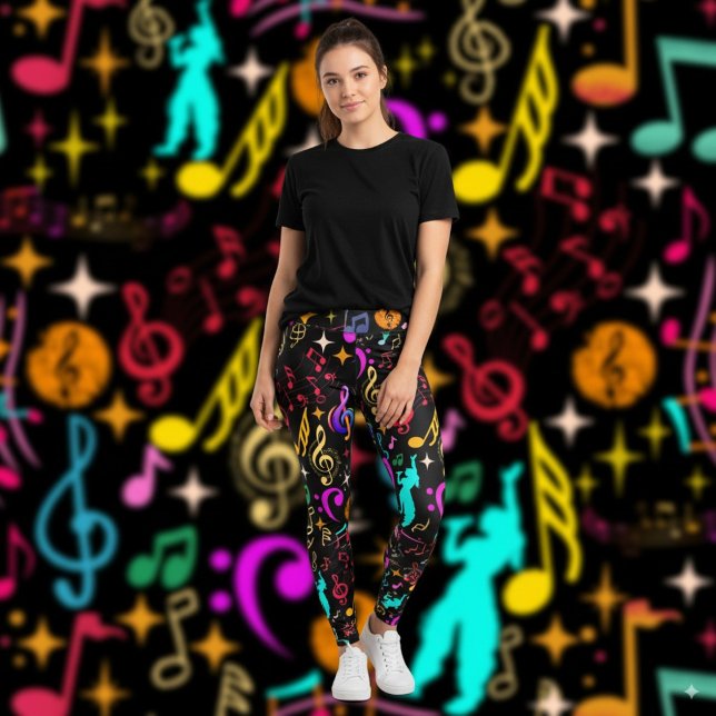 Vibrant musical notes patterns leggings (Creator Uploaded)
