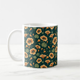 Vibrant Nasturtium Floral Pattern Coffee Mug