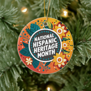 Vibrant National Hispanic Heritage Month Ceramic Tree Decoration