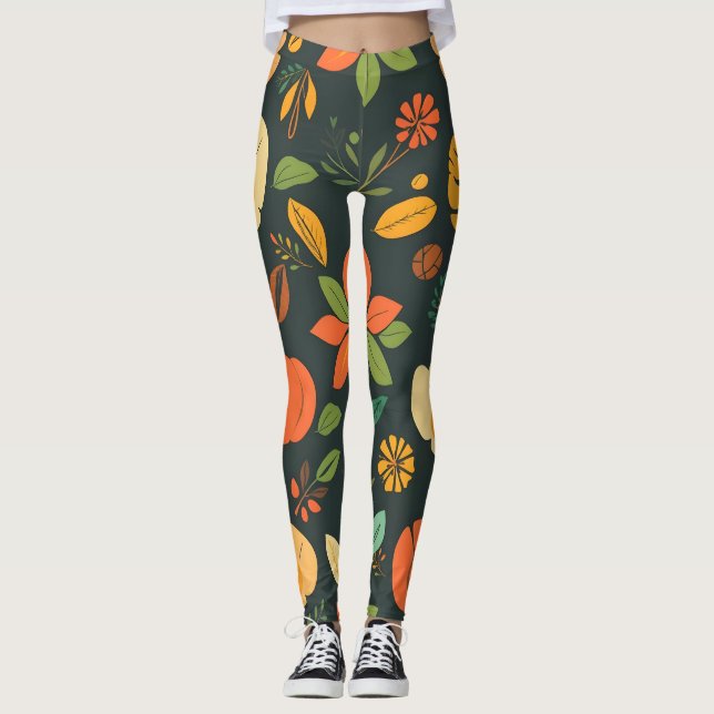Vibrant Natural Elements Leggings - Bold Digital P (Front)