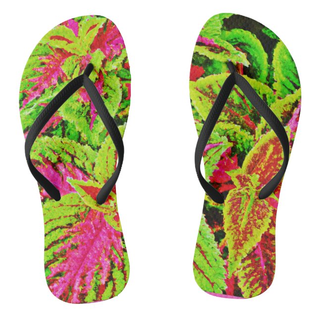Vibrant Nature Leaves Pattern Jandals (Footbed)