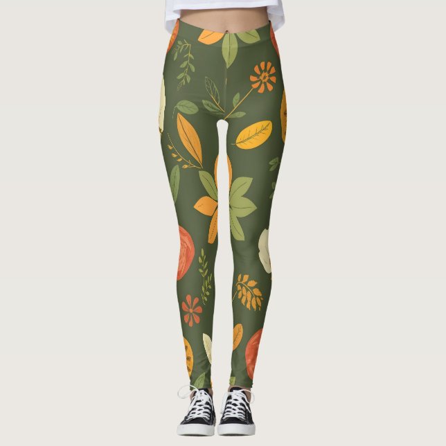 Vibrant Nature Leggings - Organic Digital Print (Front)