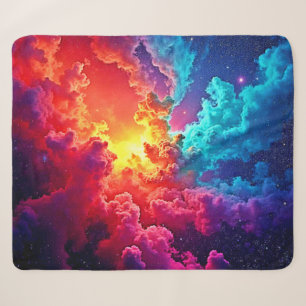 Vibrant Nebula Art: Cosmic Color Art Sherpa Blanket