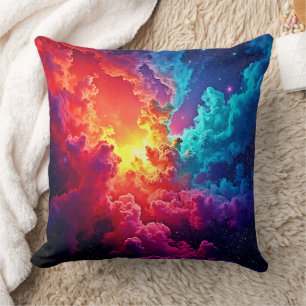 Vibrant Nebula Art: Cosmic Color Cushion