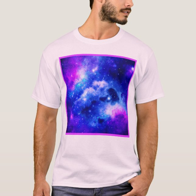 Vibrant Nebula Exploration Pattern T-Shirt (Front)