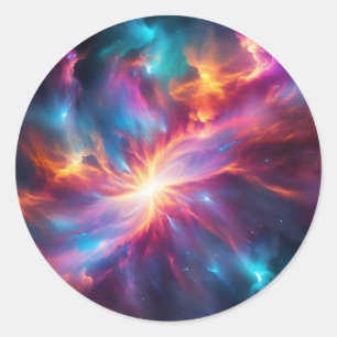 Vibrant Nebula Explosion Classic Round Sticker