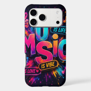 Vibrant Neon 3D Typography Music Is Life Vibe