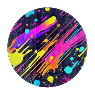 Vibrant Neon Abstract Colour Splash Design Cutting Board