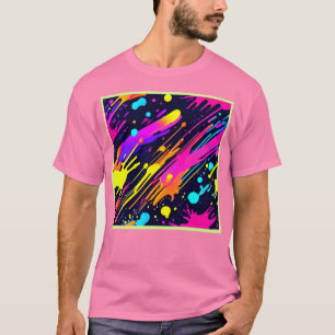Vibrant Neon Abstract Colour Splash Design T-Shirt