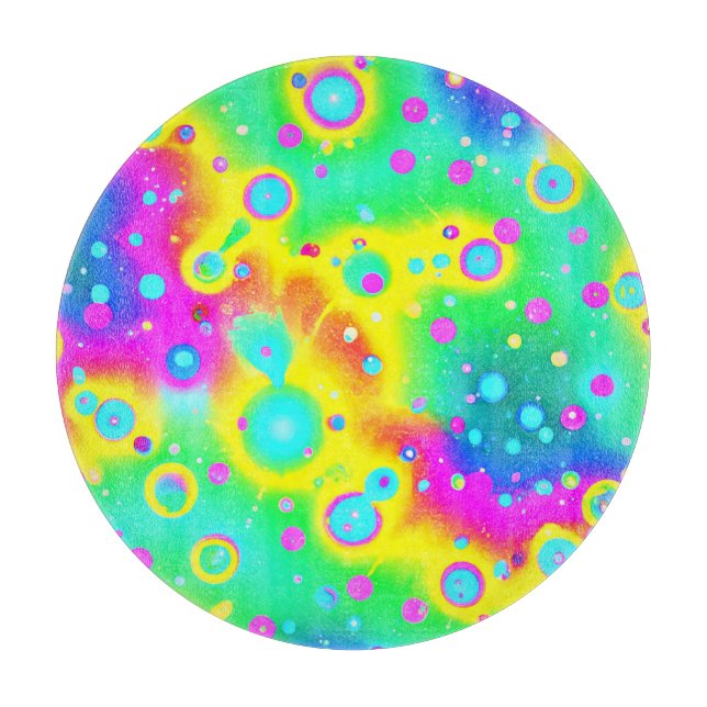 Vibrant Neon Blaze Pattern Cutting Board (Front)